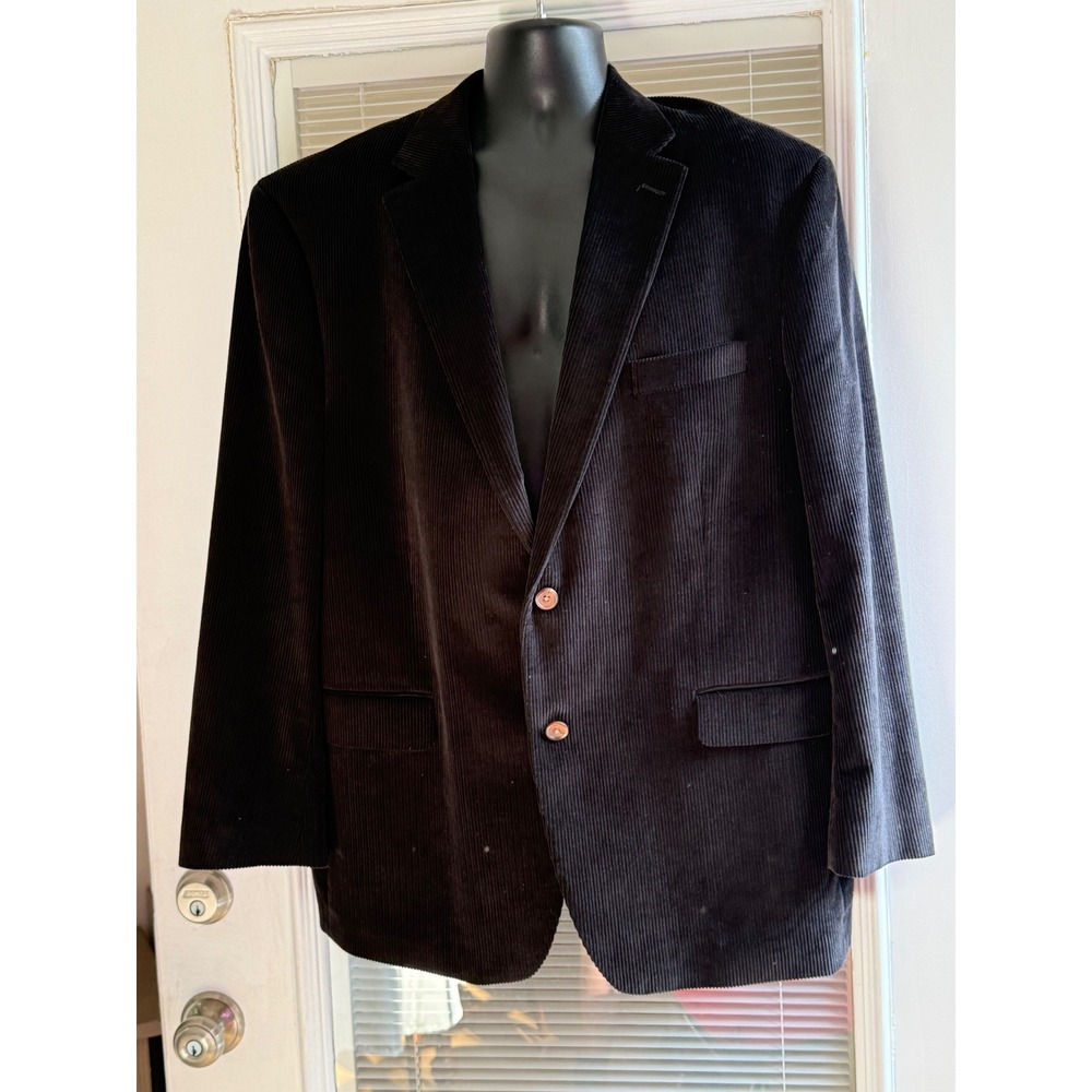 Lauren Ralph Lauren Corduroy Blazer Mens 46R Black Excellent Paisley Lining Coat